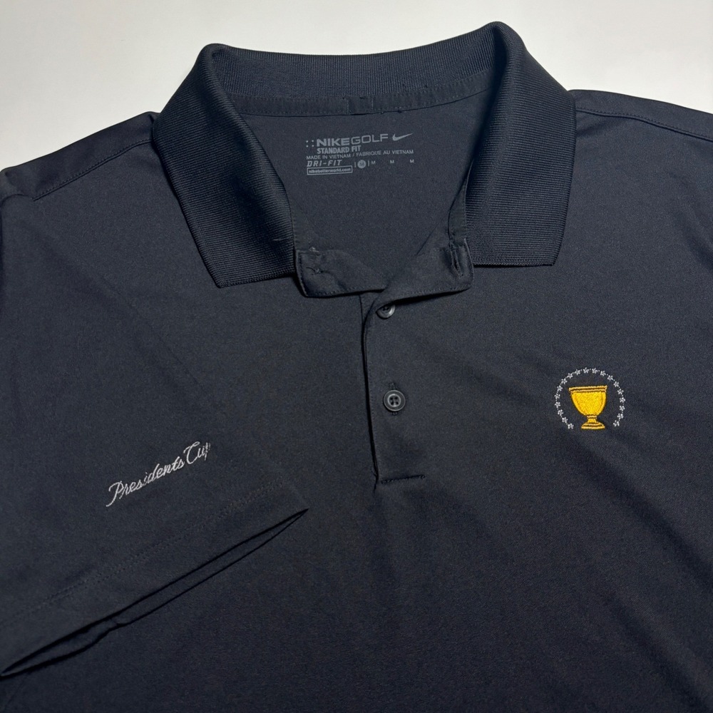 Nike Golf Presidents Cup Polo Shirt Mens Medium Standard Fit Black Dri-FIT - Picture 3 of 8